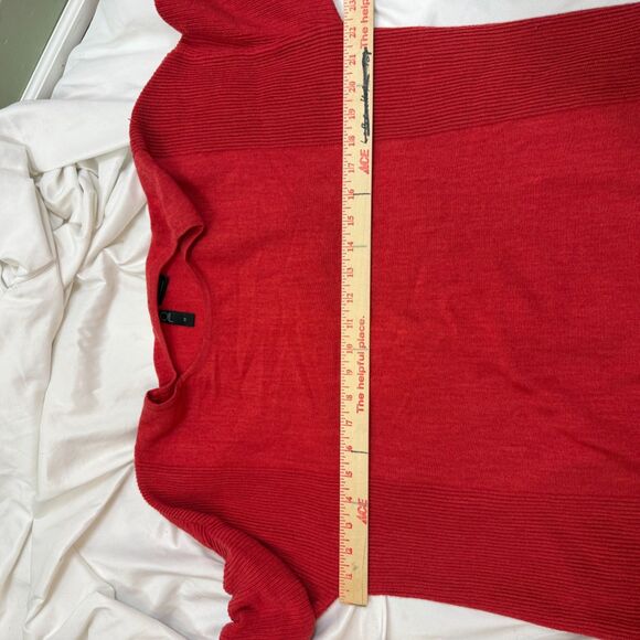 FOIL 100% Merino Wool Pullover Red Ribbed Comfy Holiday Women Long Sleeve Size M - Picture 8 of 10